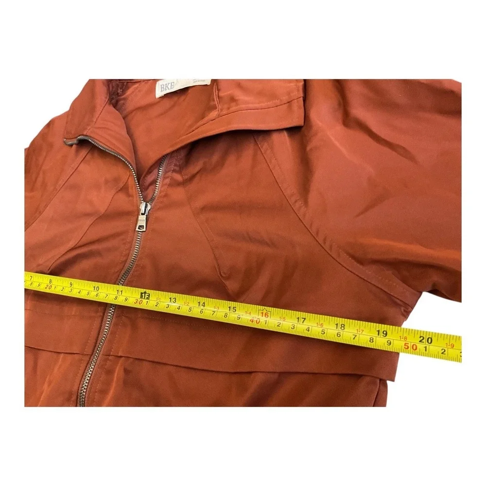 BKE Women's‎ Small Rust Brown Utility Jacket Drawstring Waist Zip Front Collar